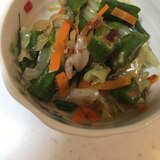 オクラと冷凍いんげんと茹で野菜の和え物(^ ^)